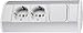 Produktbild Aufbau Aluminium Steckdosenleiste 2-fach mit Ausschalter - horizontal + vertikal - 230V 3680W - weiß-silber