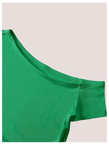 SweatyRocks Women's Jamaica One Shoulder Crop Top Short Sleeve T Shirt Letter Graphic Tee3