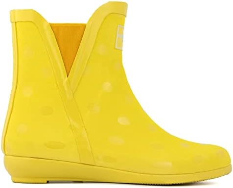 LONDON FOG Womens Piccadilly Rain Boot yellow shiny dot 6 M US | Image 1