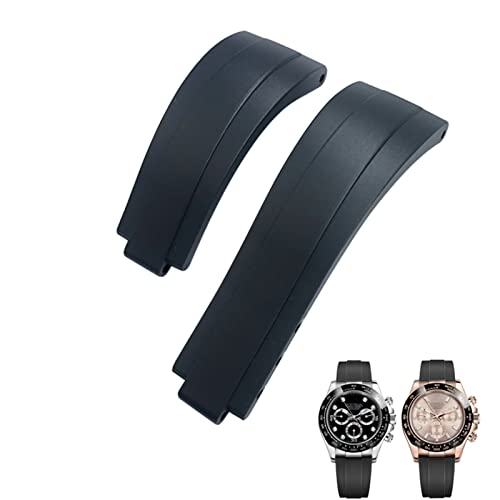 Bracelet caoutchouc court 20mm pour petits poignets adapté aux boîtiers Rolex