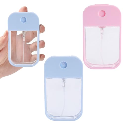 vcsjw Sprühflaschen Kleine 2 Stück 45ml Mini Sprühflasche Hand Sanitizer Spray zum Ausgeben und Tragen von Parfüm Kosmetik Körperpflege Wiederverwendbar(Blau Rosa)