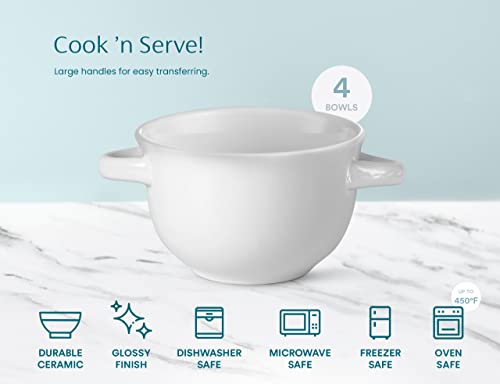 image for KooK Soup Bowls, French Onion Crocks, Oven Safe Dishware, Mugs, Cerami