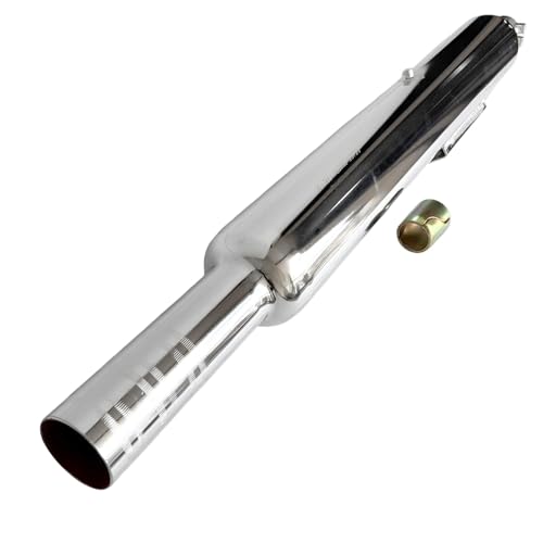 Image of Long Punjab Silencer Free Flow For Loud Sound For Royal Enfield Classic 350-500cc, Bullet Standard 350-500cc, Thunderbird 350-500cc Electra. (BS3-BS4, Chrome)