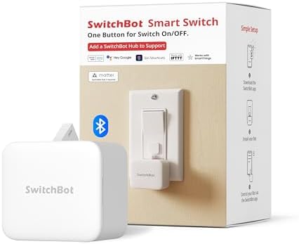 SwitchBot Smart Switch Button Pusher (White)-Bluetooth Fingerbot for Rocker Switch/One-Way Button, Automatic Light Switch, Timer and APP Control, Works with Alexa & WiFi When Paired with SwitchBot Hub