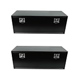 COOLBAG 2 Pack Underbody Truck Tool Box, 48'x18'x18' Heavy Duty Steel Storage Chest with T-Handle Lock & Keys, Waterproof Under Mount Toolbox Organizer for Pickup, Trailer, RV, Flatbed, Powder Coated