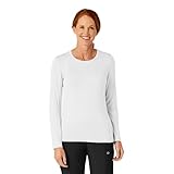 WonderWink Women's Scrubs Silky Long Sleeve Viscose Rayon Tee, White, Medium