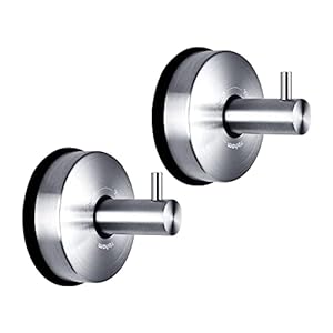 YOHOM Vacuüm Handdoekhaak Zuignap Haak Badkamers Rvs Zuignap Haak voor Douche Thee Handdoek Houder Keuken Sucker Haken Muur Glas Venster Geen Boor Geborsteld 2 Stks