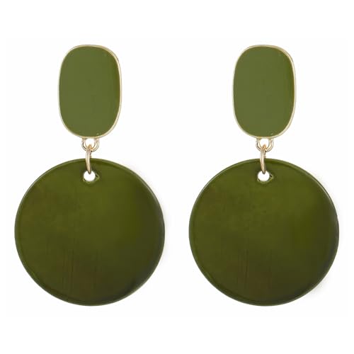 Round Circle Sea Shell Drop Earrings for Women Bohemian Statement Hypoallergenic Stud Dangle Earrings