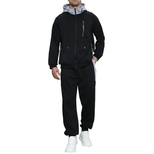 Sweatsuits for Men 2 Piece with Zipper Pockets Full Zip Hoodie Tracksuit Sets Jogging Sports Casual Sweat Suits