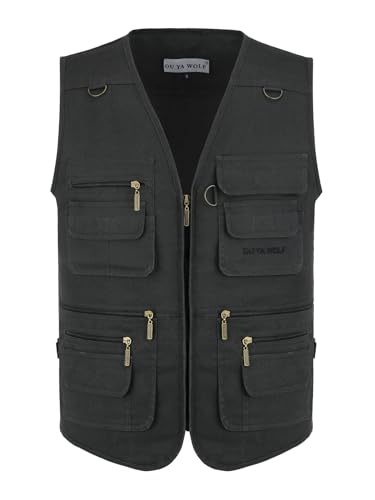 Men's Stone Washed Multi-pocketed Hunting Travel Fishing Utility Work Cargo Outerwear Outdoor Vest