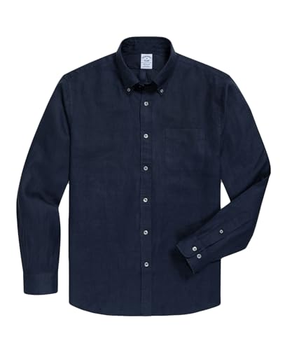 [Brooks Brothers] [ブルックスブラザーズ] アイリッシュリネン ソリッド カジュアルシャツ Regular Fit 100200012 ネイビー XL