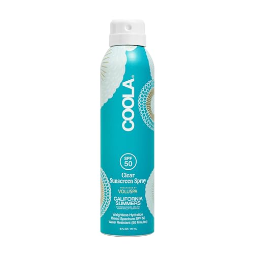 COOLA Organic Clear Sunblock Spray SPF 50 Voluspa California Summers Fragrance Dermatologist Tested Skin Care for Daily Protection Vegan and Gluten Free
