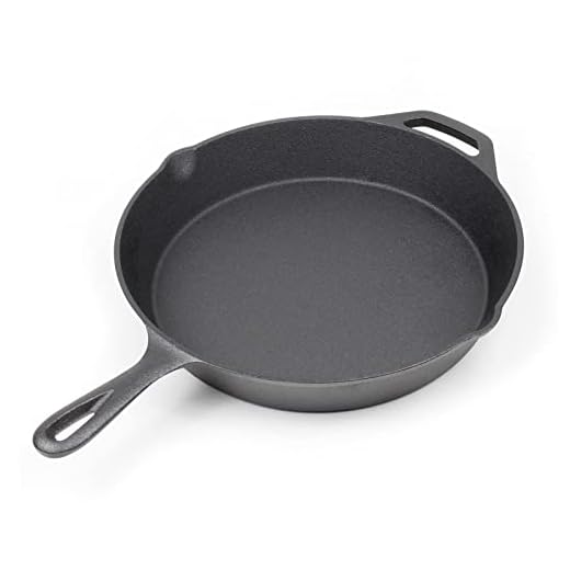 Skillet van gietijzer Ø30cm, koekenpan met handgreep en schenktuiten grillpan