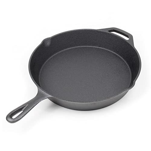 WilTec Sarten de Hierro Fundido Ø30cm para Todo Tipo de cocinas Mango y hendiduras de vertido utensilio