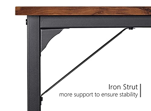 Cubicubi Study Computer Desk 32" Home Office Writing Small Desk, Modern Simple Style Pc Table, Black Metal Frame, Deep Brown #TOP4