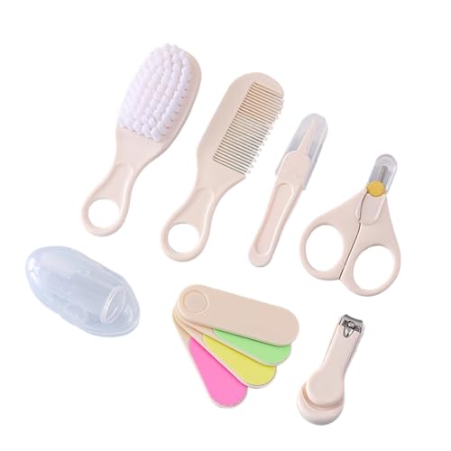 Kit de toilettage pour bébé 7 pièces comprenant brosse, peigne, brosse à dents, coupe-ongles, douche