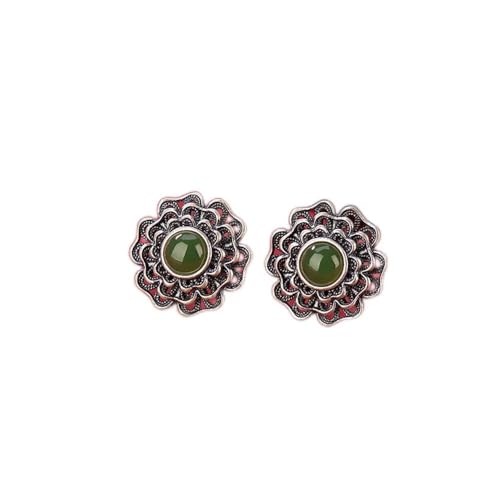 Boucles d'oreilles fleur en argent pour femme avec gemmes Heti naturelles et tiges