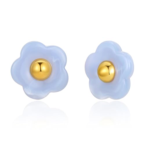 Pendientes de resina BUMMER - Pendientes de flores elegantes, pendientes de resina degradada, acero inoxidable, pendientes chapados en oro Crea tu propio estilo único, Resina