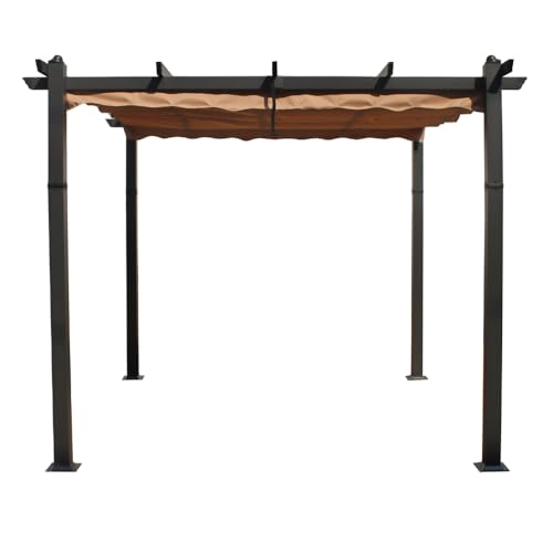 CONCEPTO FÁBRICA | Pérgola autoalcance 3 x 3 m (9 m²) | Diseño Gazebo Taupe | Estructura de aluminio | Lona repelente 100% poliéster – 180 g/m2 | Cenador de jardín – para terraza exterior & pabellón