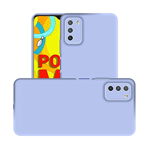 Image of Case Creation Liquid TPU Silicone Cover for Xiaomi Poco M3 Soft Case,Anti-Dirty Slim Case Frosted Matte Cute Candy TPU Raised Bezel (Splash of Color) Back Case Cover for Poco M3 -Light Purple