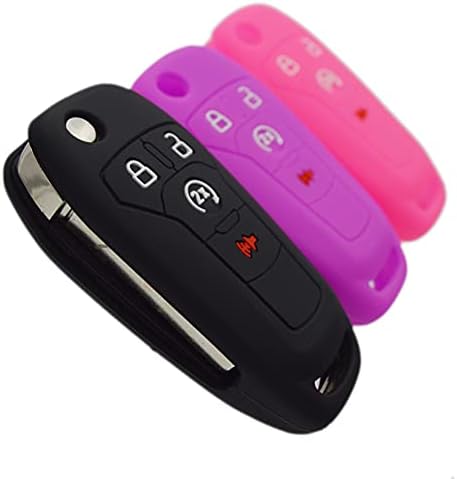 RYE Custodia protettiva in plastica ABS con custodia interna in silicone per Ford Flip Key Fob, custodia per chiave auto a 3 pulsanti, compatibile con Ford Fiesta/Focus/Galaxy/Fusion/Mondeo/Kuga-Black
