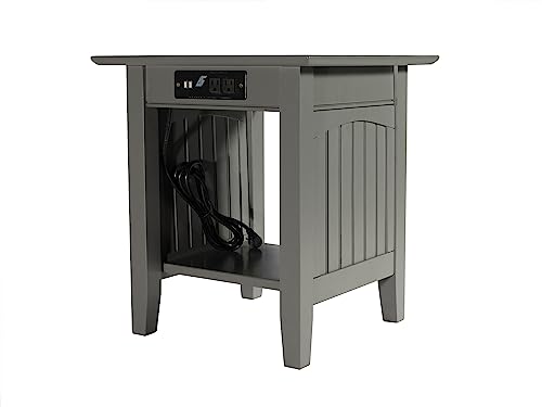 Atlantic Furniture Nantucket End Table With Charging Station, Grey, 20" X 20" #TOP3