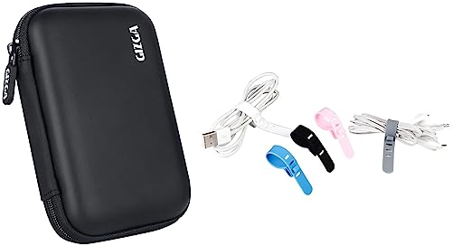 Image of Gizga Essentials Hard Drive Case Shell, 6.35cm /2.5-inch, Portable Storage Organizer Bag && Gizga Essentials Cable Organiser, Cord Management System for PC, TV, Home Theater, Speaker & Cables