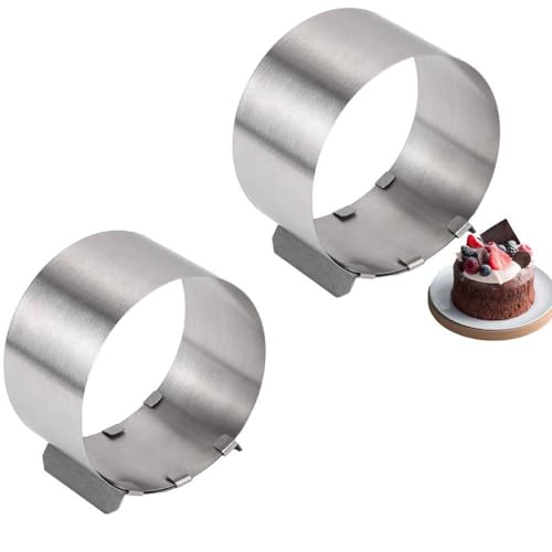 2PCS Aro Para Tartas Ajustable, Anillo De Pastel De Acero Inoxidable, Molde redonde De Acero Inoxidable Para Hornear Pasteles, Para Hornear, Molde De Mousse Decoración De Pasteleria, Chocolate