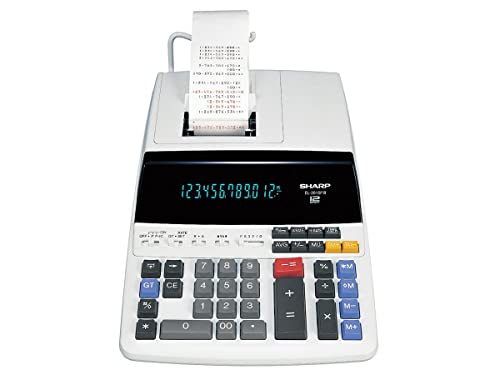 Sharp - Sharp EL2615PIII Printing Calculator, 12-Digit Fluorescent Display, 4.3 LPS Two-Color Printing, Clock Calendar, Ideal for Accounting and Business