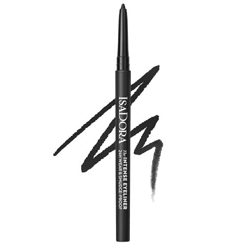 IsaDora The Intense Waterproof Eyeliner – Schwarzer Kajalstift für Wasserlinie & Wimpernkranz, langanhaltend ohne zu verschmieren - veganes Make-up, tierversuchsfrei, parfümfrei (60 Intense Black)