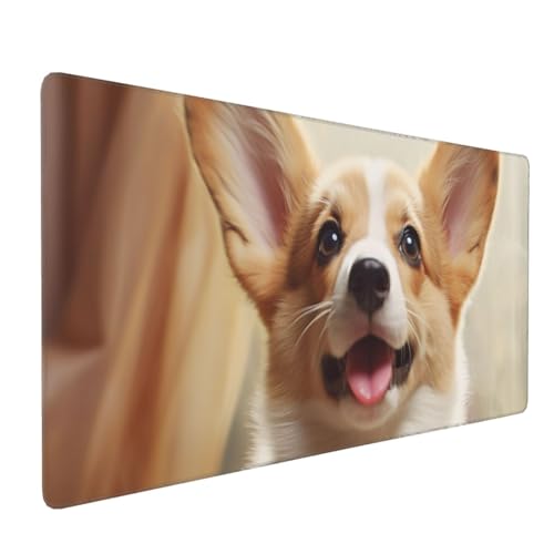 Tapis de souris gaming étanche avec bords cousus motif Corgi