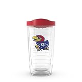 Tervis Kansas Jayhawks Logo Tumbler with Emblem and Red Lid 16oz, Clear