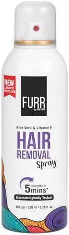 Furr Hair Removal Spray for Men and Women 200ml with Aloe Vera and Vitamin E | Painless Hair Removal in Just 5 min | For Soft Skin on Chest, Hand, Leg, Underarm and Intimate Area