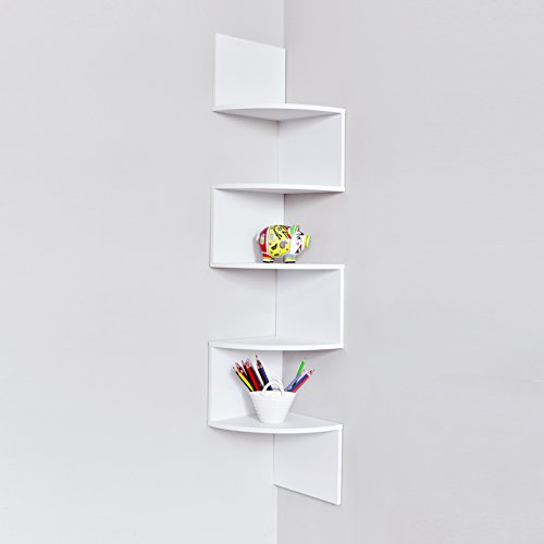 WELLAND Large 10 x 10 Inches 5 Tiers Corner Wall Shelf, White