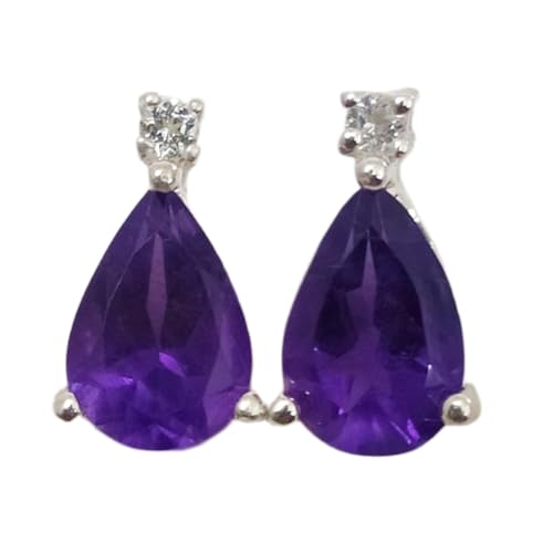Boucles d'oreilles améthyste naturelle en argent 925 de haute qualité