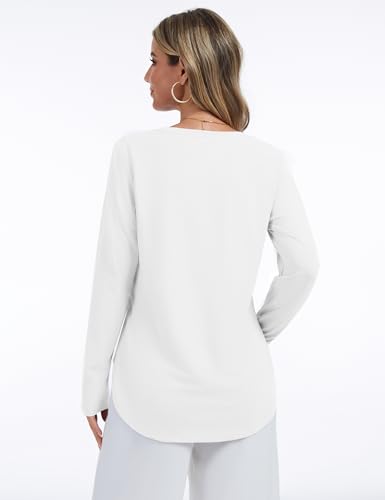 YUCOLEN Long Sleeve Shirts for Women Loose Fit Crewneck Side Split Curved Hem Basic Casual Tunic Tops to Wear with Legging4