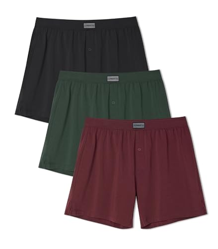 Separatec Combed Cotton Boxers for Men Soft Cooling Boxer Shorts Loose Breathable Knit Mens Underwear with Button Fly 3 Pack