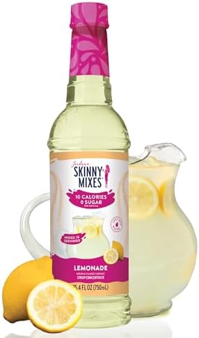Jordan's Skinny Mixes Sugar Free Syrup, Lemonade Flavor, Fruit Flavored Water Enhancer, Drink Mix for Iced Tea, Lemonade, Drinks, Low Calorie Water Flavoring, Dairy & Gluten Free, Kosher, 25.4 Fl Oz