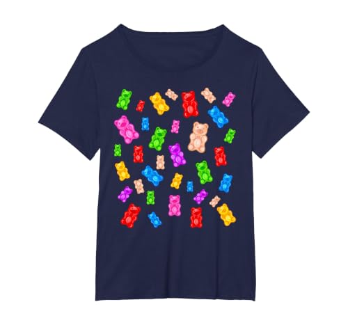 Gummy Bear Candy Mix T-Shirt, Women's Plus, Navy Blue, 3X