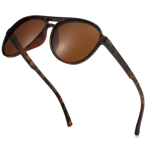 Image of Freckles Mark Classic Aviator Polarized Sunglasses for Men Women Double Bridge Retro 70s 80s Glasses Coloful Shades
