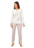 hajo Damen Zweiteiliger Pyjama Premium Cotton , Farbe: silbermelange, Größe: 44-46