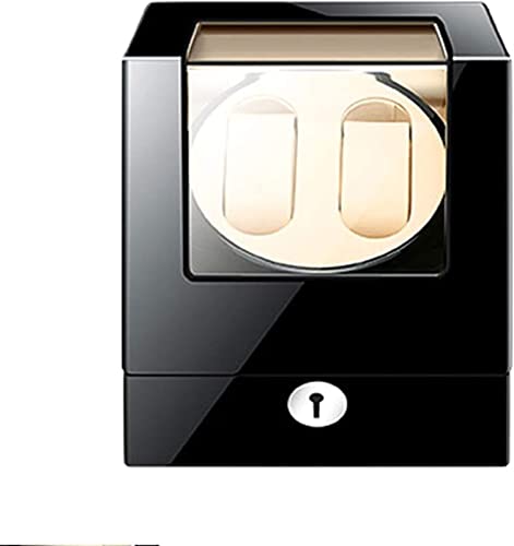 Caja de bobinadora automática de relojes dobles con llave, velocidad ajustable, modo de rotación, pintura de piano, accesorios de motor silencioso para exteriores (color: D)