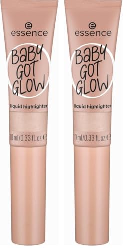 essence Baby Got Glow n. 10 - Illuminante liquido, oro, ideale per definire, risultato immediato, facile da rimuovere, lucido, vegano, senza oli, parabeni e microplastica, confezione da 2 (10 ml)