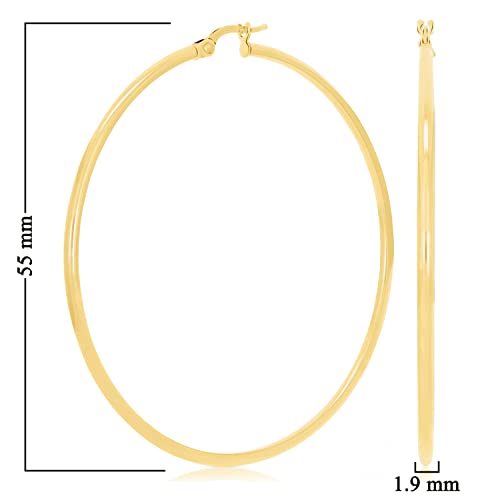Image of Italian 14k Yellow Gold High Polished Round Hoop Earrings