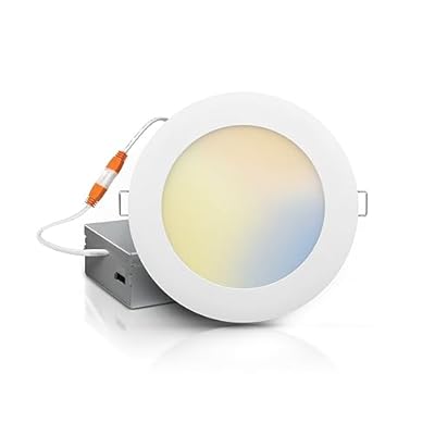 ECOELER 6 Inch Ultra-Thin LED Recessed Light with Junction Box, 2700K/3000K/4000K/5000K/6000K Selectable, 12.5W 110W Eqv, Dimmable, 1100LM High Brightness - ETL and FCC Certified