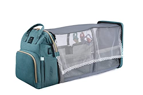 Image of Shiaodsspcv Baby Diaper Bag Backpack-Baby Bag for Boys & Girls, Baby Diaper Backpack, Foldable Baby Diaper Bags (Green)