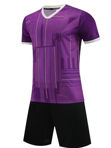 TiaoBug Kids Boys Quick Dry Summer Football Training Outfit Short Sleeve Printed T-shirt and Shorts Set2