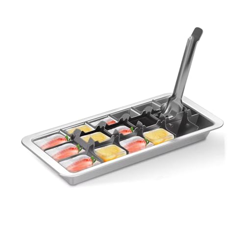 CLIPORE Professional Ice Cube Trays Stainless Steel - 18-Slot Heavy Duty Metal Icecube Mold, Non-Toxic Freezer Tray with Lever Release, Bar & Kitchen Use, Send Goods from Local Warehouse