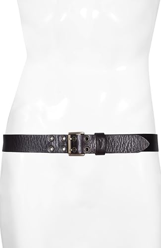 Men's 1.5 Inch Distressed Leather Eyelet Belt, Metal Buckle, Adjustable Sizing2