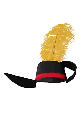 Sombrero de cosplay de gato para adultos, estilo colonial, sombrero de disfraz de vaquero con plumas amarillas, accesorios de fiesta de Halloween, Negro, Talla única